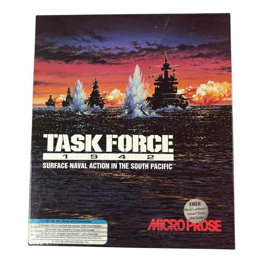 Task Force 1942 (PC Game, Microprose, 1992) 100% COMPLETE! Big Box IBM READ DES!
